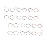 LOPUNER 12pcs Miniature Doll Glasses Copper Wire Frame Eyewear Accessories for Dolls Reusable DIY Crafts in Rose Gold Silver Gold