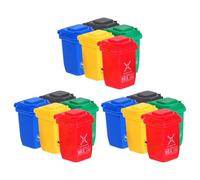 LOPUNER 15Pcs Miniature Plastic Trash Can Set with Open Lid for Dollhouse Scene Accessories, Mini Recycling Bin Model, Tiny Desktop Garbage Bin for Life Play