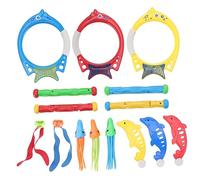 LOPUNER 17pcs Diving Underwater Swimming Pool for Enhances Diving Skills for Summer Fun Includes Rings Dolphins and More Random Color