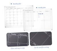 LOPUNER 2 Pcs Transparent Acrylic Memo Boards with Magnetic Backing Anti-Slip Clear Whiteboards for Fridge Monthly and Weekly Planning Kitchen and Office Organizer with Pens