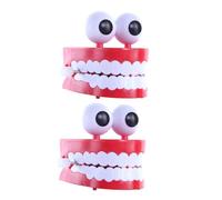 LOPUNER 2 Pcs Wind-up Chattering Big White Teeth with Eyes Plastic Decompression Prank Plaything Fun Party Favor