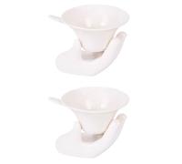 LOPUNER 2 Sets White Ceramic Tea Strainers with Guanyin Buddha Hand Design Chinese Tea Infuser Filters Home Kitchen
