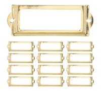 LOPUNER 20pcs Office Library File Drawer Tag Frame Label Holder Pull Handle - Office File Cabinet Shelves Drawer Name Card Label Holder Frames with Screws Yellow