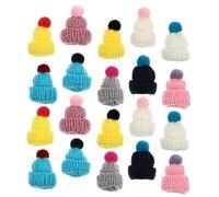 LOPUNER 20Pcs Wear-resistant Miniature Woolen Hats for Dolls DIY Craft Supplies Adorable Tiny Multi-color Party Decorations and Christmas Accessories Random Color
