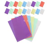 LOPUNER 24PCS A4 Plastic Document Folder Set, Waterproof L-Shaped File Folders with Multi-Color Pockets (Red, Yellow, Green, Blue, Purple), Plastic Sleeve Organizers for Office, School,