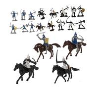 LOPUNER 28pcs Miniature Sand Table People Models Medieval Knight Horse Figurines Realistic Painted Soldiers Mini Decors Lightweight Miniature Figures for Historical Role Play and Tabletop