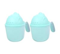 LOPUNER 2pcs Bath Rinse Cup Shampoo Rinser for Boy Girl Compact Design for Travel Fun Practical Shower Essentials Green Curved Handle