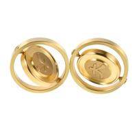 LOPUNER 2pcs Brass Spinning Coin Desk Fidget for Stress Relief Sleek Metal Coins Symbolizing Prosperity and Wealth Compact Office and Classroom Desk Accessory for Anxiety Calm and