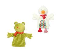LOPUNER 2pcs Cartoon Animal Hand Puppets for Interactive Parent Engaging Storytelling Role Play Puppets Frog Duck Fun Educational for Imaginative Play