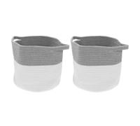 LOPUNER 2pcs Cotton Rope Storage Basket Braided Woven Laundry Hamper Handles for Boys and Girls Bedroom Nursery Desktop Organizer and Household Storage Box