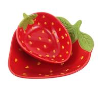 LOPUNER 2pcs Cute Strawberry Shaped Ceramic Appetizer Plates with Easy to Clean Surface and Resistant to Breaking Material for Daily Occasions and Family Gatherings