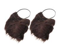 LOPUNER 2pcs Men's Brown Fake Beard Costume with Adjustable Elastic Band | Short Plush Texture, Breathable Wear, Classic Retro Style, for Pirates, Cowboys, Carnivals and Photos