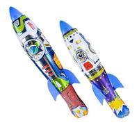 LOPUNER 2pcs Outdoor Rocket Throwing with Squeeze Tail Launch and Plastic Material, for Aviation Themed Parties and Playroom Fun