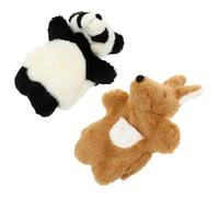 LOPUNER 2pcs Plush Animal Hand Puppets Set - Kangaroo Panda Cartoon Stuffed Puppets for Babies Educational Storytelling - Soft Fabric Animal for Early Learning