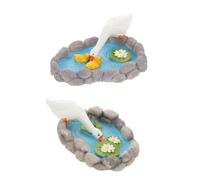 LOPUNER 2pcs Realistic Goose Lotus Flower Garden Figurine Creative DIY Decoration for Indoor Outdoor Fairy Gardens Balconies and Living Rooms