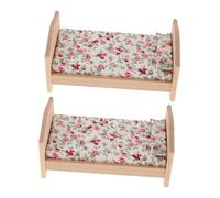 LOPUNER 2PCS Scale DIY Raw Wood Single Bed for Doll House Bedroom Furniture Lightweight Portable Accessories for Craft and Pretend Play