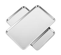 LOPUNER 2PCS Stainless Steel Baking Tray Flat Bottom Grill Plate for Kitchen Household Oven Use Easy Clean Compact Design