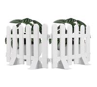 LOPUNER 2pcs White Plastic Garden Fence Set with 4 Bases, Sturdy and Weather-Resistant Decorative Picket Fence for Outdoor Use to Decorate Your Garden Borders and Flower Beds