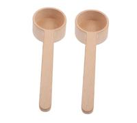 LOPUNER 2pcs Wooden Long Handle Spoons for Measuring Beans Spices Powdered Ingredients Kitchen Cooking Scoop Natural Beechwood