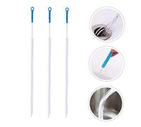 LOPUNER 3pcs Drain Clog Remover Brushes with Flexible Spiral Nylon Bristles Iron Wire Sink Cleaning Device for Hair and Grime Removal in Kitchen and Bathroom Pipes Random Color