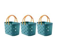 LOPUNER 3pcs Plastic Storage Basket Set for Home Use, Portable Laundry Organizer Made from Sturdy Plastic, Not Easy to Deform Or Break, for Bathroom and Food Storage Random Color