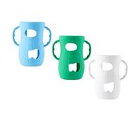 LOPUNER 3pcs Silicone Bottle Handles Nursery Sleeve Replacement Anti Breakage Protective with Two Small Handles for Infants Baby Feeding at Home