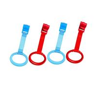 LOPUNER 4Pcs Bed Standing Rings Lightweight Hanging Pull Rings for Newborns Easy-Grip Nursery Crib Accessories in Blue and Red for Early Color Cognition and Walking Practice