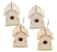LOPUNER 4Pcs DIY Bird House Kits for Unpainted Wooden Graffiti Birdhouse Creative Arts and Crafts for for Imagination Development and Outdoor Fun