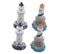 LOPUNER 4pcs Lighthouse Micro Landscape Resin Miniature Decor Nautical Garden Outdoor Party Tabletop Ornament