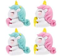 LOPUNER 4pcs Miniature Resin Unicorn Figurines Cute Animal Decor for Cake Toppers and Micro Landscape DIY Crafting Hand-painted Resin Ornaments for Garden Decoration