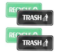 LOPUNER 4pcs Trash and Recycle Stickers: Trash Sign - Magnetic Recycling Signs Recycle Stickers Garbage Bin Reminder Magnets for Food Waste Sorting