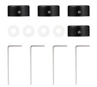 LOPUNER 4sets Aluminum Alloy Footswitch Topper with Rubber Pad for Guitar Effects Pedal Protection Pedal Button Caps for Footswitches Black