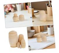 LOPUNER 5 Sets White-breasted Russian Nesting DIY Drawing Dolls Nesting Doll Blanks Birthday Drawing Unpainted Wooden