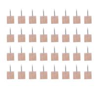 LOPUNER 50 Pcs Wooden Push Pins Set with Square Wood Heads, Decorative Photo Picture Thumbtacks for Cork Boards, Office and School Map Pins, Natural Wood Office Supplies