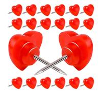 LOPUNER 50pcs Red Heart-shaped Push Pins with Stainless Steel Point, Versatile Use and Resistant to Deformation, Decorative Map Tacks for Home and Office Cork Boards