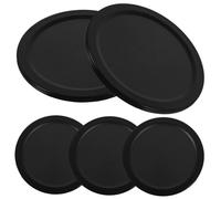 LOPUNER 5Pcs Air Hockey Table Pucks Replacement Black Plastic Smooth Sliding Ice Hockey Pucks for Home and Game Tables