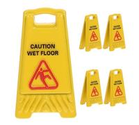 LOPUNER 5pcs Dollhouse Miniature Caution Signs Realistic Wet Floor Warning Signs for Safety Education for Role Play and Creative Scenarios