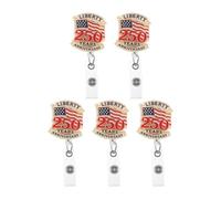 LOPUNER 5pcs Retractable Alligator Clip Badge Reel - US 250th Patriotic Theme - Portable ID Holder for Classroom Staff, Personnel, Office Workers and Holiday Anniversary Souvenir Collection