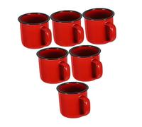 LOPUNER 6 Pcs Vintage Style Enamel Mugs Set Heat-Resistant Drinking Tea Cups Easy to Clean and Store for Home and Coffee Shop Use Color