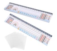 LOPUNER 60pcs Desk Name Plates for Classroom Educational Name Tags with Alphabet Shapes Number Lines Easy to Apply Reusable Desk Tags for Teachers