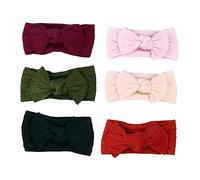 LOPUNER 6Pcs Bow Hair Bands Stretchy Nylon Headbands with Bows for Boy Girl and Soft and Comfortable Hair Accessories for Daily Wear and Special Occasions