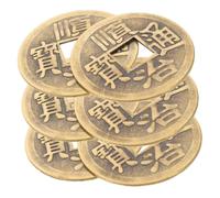 LOPUNER 6Pcs Chinese Brass Feng Shui Coins for Divination and DIY Craft Accessories Ancient Style Hanging Pendants