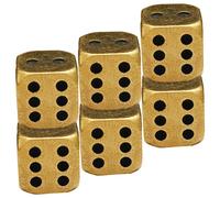 LOPUNER 6pcs Solid Brass Game Playing Dice with Rounded Corners Dots Vintage Style Decorative Dice for Home Bar Pub Entertainment and Tabletop Games