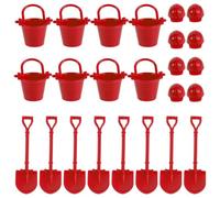 LOPUNER 8 Sets Miniature Firefighter Shovel Kit, Mini Construction Helmet Set, Plastic Mini Helmet Bucket Shovel for Diorama Scene, Festive Holiday