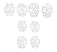 LOPUNER 8pcs Halloween Skull Cake Stencils Set Reusable Plastic Lightweight Templates for DIY Cooking and Decorating Diverse Designs for Petal Paste and Marzipan