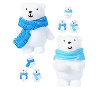 LOPUNER 8pcs Micro Landscape Iceberg Bear Figurines DIY Winter Decor for Charming Snow Scenes Tiny Bears for Home Decoration and Dollhouse Displays