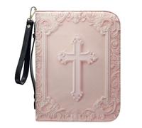 LOPUNER Bible Carrier with Handle, Vintage PU Leather Purse Bag with Cross Design for Ladies, Spacious Organizer for Reading Books, Church Gifting 10.2" X 7"