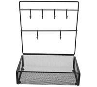LOPUNER Black Iron Key Holder Wall Mounted and Desktop Organizer for Keys and Necklaces, Functional Jewelry Rack Suitable for Room Decor and Bedroom Storage