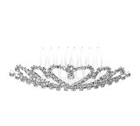 LOPUNER Bridal Headpiece Silver Lightweight Metal Mini Heart Tiara Crown with Portable Wearing Feature, Chic Design for Wedding and Prom for Princess and Bride at Special Soiree
