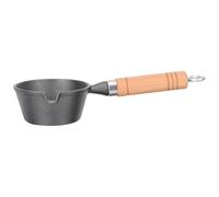 LOPUNER Cast Iron Mini Saucepan 16cm with Wooden Handle, Butter Melting Pot and Milk Warmer Pan for Indoor Cooking and Sauce Heating